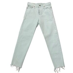 Levi's Mom Jeans Sz 26 Mint‎ Green High Rise Frayed Y2K Retro EUC